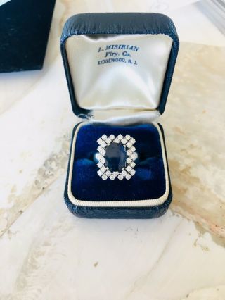 Vintage 14 Karat White Gold Diamond And Sapphire Cocktail Ring 3