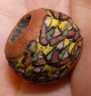 15mm Ancient Roman Mosaic Glass Bead,  1800,  Years Old,  Mc78