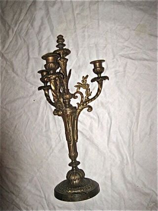 Antique French Cast Bronze Candelabra,  19th Century,  Electrified At One Time