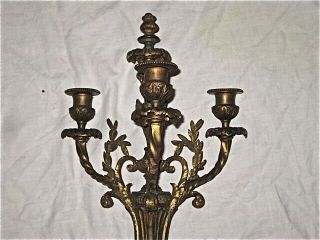 Antique French Cast Bronze Candelabra,  19th Century,  electrified at one time 2
