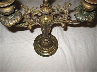 Antique French Cast Bronze Candelabra,  19th Century,  electrified at one time 5