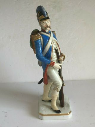 Antique Dresden Sitzendorf Porcelain Military Regiment Soldier Figurine 10 "