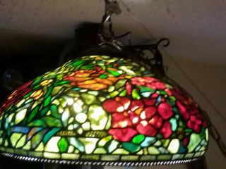 Antique Somers Stained Glass Deer Park N.  Y.  Tiffany Style light fixture 12