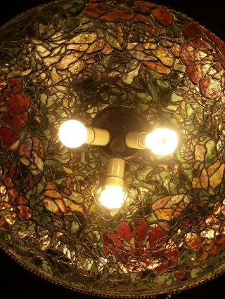 Antique Somers Stained Glass Deer Park N.  Y.  Tiffany Style light fixture 9