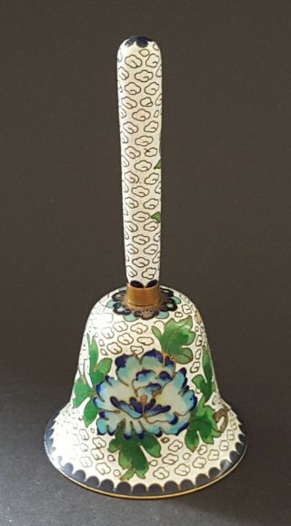 Japanese White Cloisonné Vintage Victorian Meiji Period Oriental Antique Bell