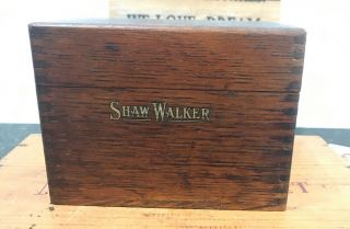 Vintage Shaw Walker Dovetailed Oak File Box With Index Cards - Extra
