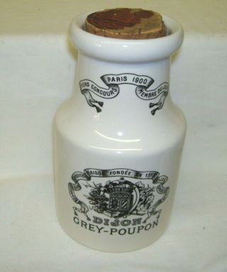 Dijon Grey Poupon Mustard Crock Jar With Cork