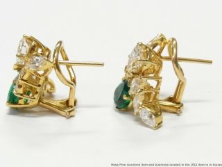 GIA Ultra Fine F1 Natural Emerald 2.  20ctw Diamond Earrings 14k Gold Omega Backs 5