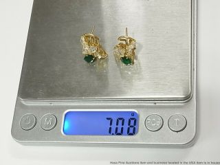 GIA Ultra Fine F1 Natural Emerald 2.  20ctw Diamond Earrings 14k Gold Omega Backs 6