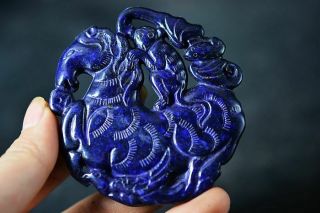 Exquisite Chinese Old Jade Carved Two - Sided Horse/bat/monkey Pendant J1