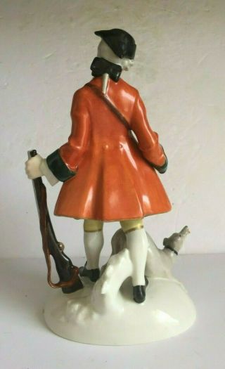 Antique Dresden German Porcelain Figurine 18thC Man with Rifle Greyhound 10.  5 