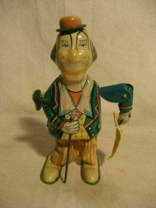 Vintage Mikuni Japan Tin Litho Wind Up Toy Clown 6 3/4 " Tall