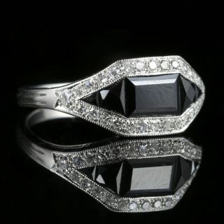 ANTIQUE ART DECO DIAMOND AND ONYX RING 18CT WHITE GOLD 4