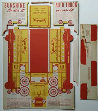 1932 Sunshine Biscuits Cookie Truck 1930s Paper Toy Loose Wiles Advertising