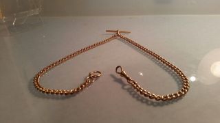 Victorian Double Albert 16 Inch 9ct Rose Gold Pocket Watch Chain 34 Grams