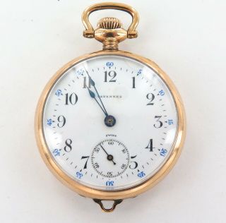 / Vintage Tavannes 15j 3/0s 4 Adjusts Ladies / Nurses Pocket Watch.