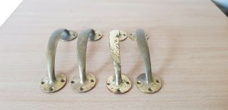 Set Of 4 Reclaimed Vintage Brass Door Pull Handles