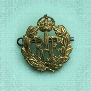 Ww2 British Army Metal Cap Badge " Royal Air Force " With Double Pin Slider T3828