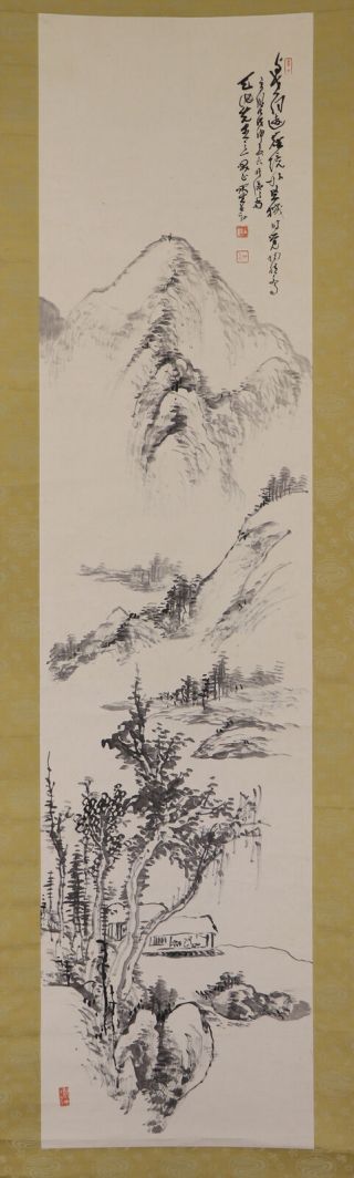 Japanese Hanging Scroll Art Painting Sansui Landscape Kodama Katei E7679