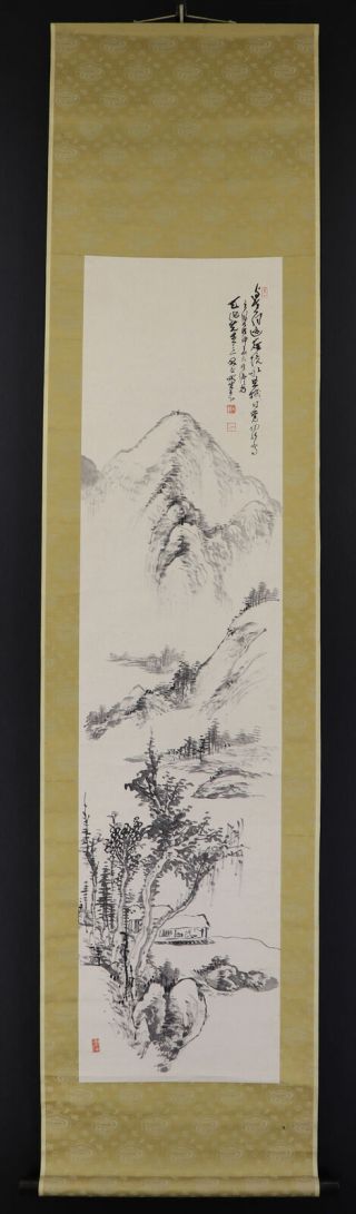 JAPANESE HANGING SCROLL ART Painting Sansui Landscape Kodama Katei E7679 2