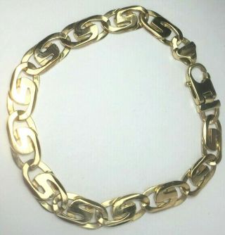 Remarkable 10k Yellow Gold Gucci Link Chain Bracelet.  8 - 5/8 ".  21.  2gm.  Italy.
