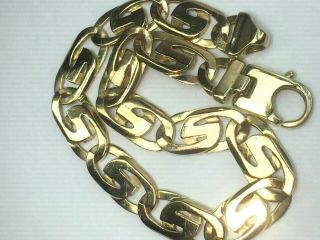 REMARKABLE 10K yellow gold GUCCI LINK CHAIN bracelet.  8 - 5/8 