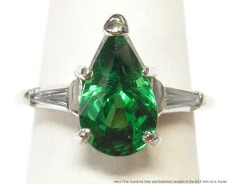 2.  89ct Gem Quality Tsavorite Garnet Diamond Platinum Ring Art Deco Pear Shape