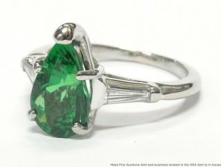 2.  89ct Gem Quality Tsavorite Garnet Diamond Platinum Ring Art Deco Pear Shape 2