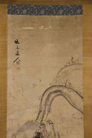 JAPANESE HANGING SCROLL ART Painting Sansui Landscape Asian antique E7811 3