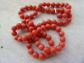 Antique Vintage Italian Natural Cherry Red Coral Beads Necklace 36 Gm