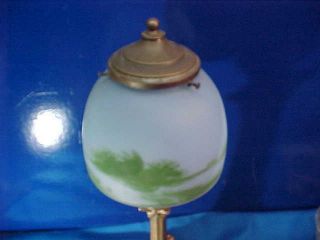 1920s ART DECO Era BOUDOIR TABLE LAMP w Reverse PAINTED GLASS Dome SHADE 4