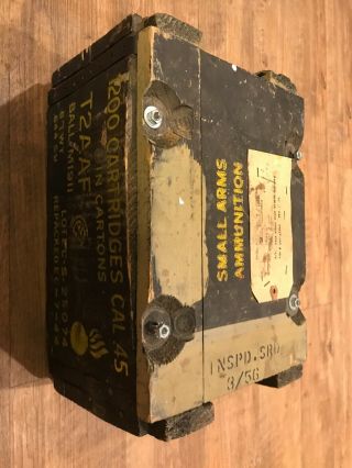 Rare Vintage Military Label Ammo Box Wwii Wood Wooden World War 2 1944 Complete