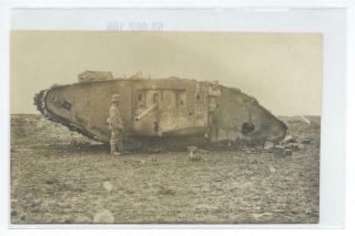 53052106 - German Wwi Destroyed Tank Soldier With Pistol Rppc Wk I