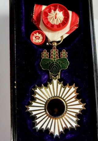 Japanese Order Of Rising Sun 4th Class Medal Badge Japan Sterling Silver