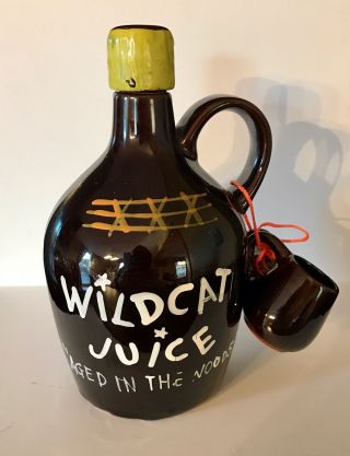 Vintage 1950s Booze Jug Wildcat Juice Aged In The Woods Japan With Two Cups