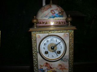 EXQUISITE ANTIQUE SIGNED 19TH C HAND PAINTED 3 PIECE ROYAL VIENNA CLOCK 4