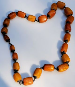 LARGE ANTIQUE NATURAL BALTIC BUTTERSCOTCH EGGYOLK AMBER BEAD NECKLACE - 91.  5gm 4