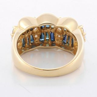 Vintage Estate 14k Solid Yellow Gold Diamond & Baguette Sapphire Ring Size 7 4