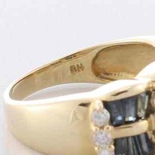 Vintage Estate 14k Solid Yellow Gold Diamond & Baguette Sapphire Ring Size 7 5