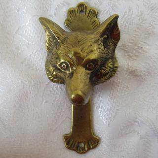 Antique Vintage Bronze / Brass Door Knocker Fox Animal Head