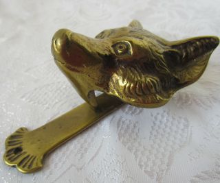 Antique Vintage bronze / Brass Door Knocker fox animal Head 2
