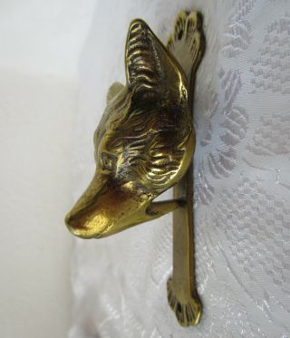 Antique Vintage bronze / Brass Door Knocker fox animal Head 3