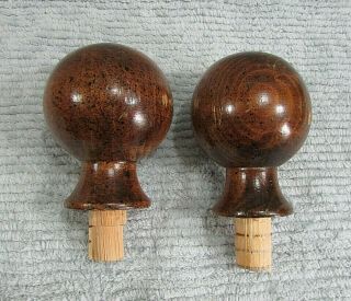 Pair 3 - 1/2 " Old Solid Wood Ball Vintage Finial Newel Post Top Stair Rail Sh