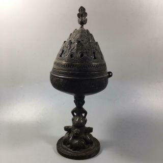 Antique Tibetan Buddhism Old Bronze Incense Burner