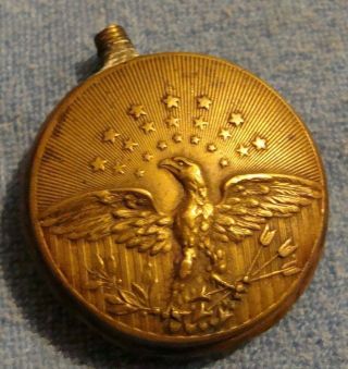 ANTIQUE WWI SHIELD & STARS & EAGLE BRASS TRENCH ART STYLE CIGARETTE LIGHTER 2