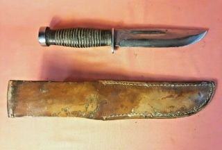 Vintage Ww2 Case Xx 337 - 6 " Fighting Knife W/leather Sheath