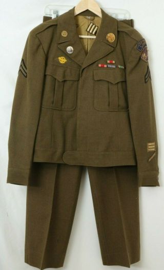 Vintage Wwii Field Ww2 Wool Ike Us Army Uniform Jacket Pant Set Suit Men 