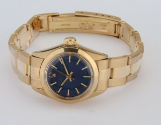 Vintage Rolex Oyster Perpetual Ref 6718 18k Yellow Gold Ladies Wristwatch