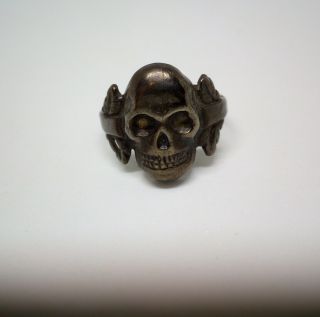 Ww 1 Grossdeutschland Pz Memento Mori Large Military Skull German Silver Ring