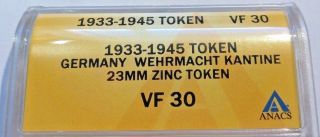 (ND) WWII WEHRMACHT KANTINE FIELD 20 PFENNIG TOKEN - ANACS 3